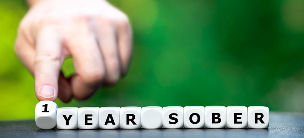 Dice form the expression ‘1 year sober’.