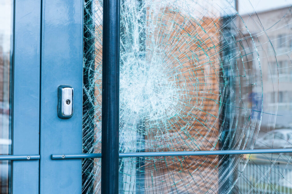 Cut by a shattered glass door?