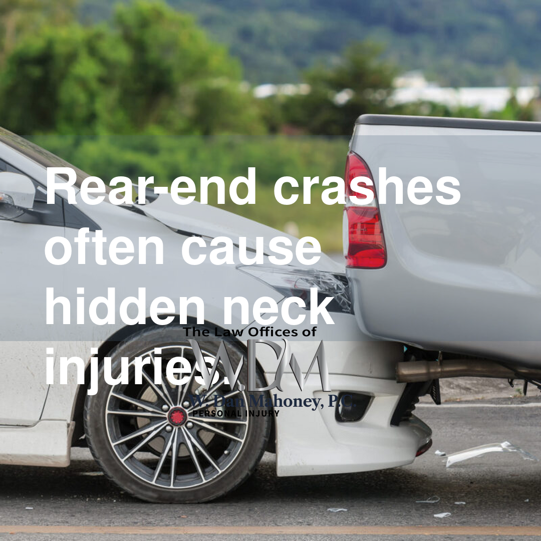 Rear-end crashes often cause hidden neck injuries.