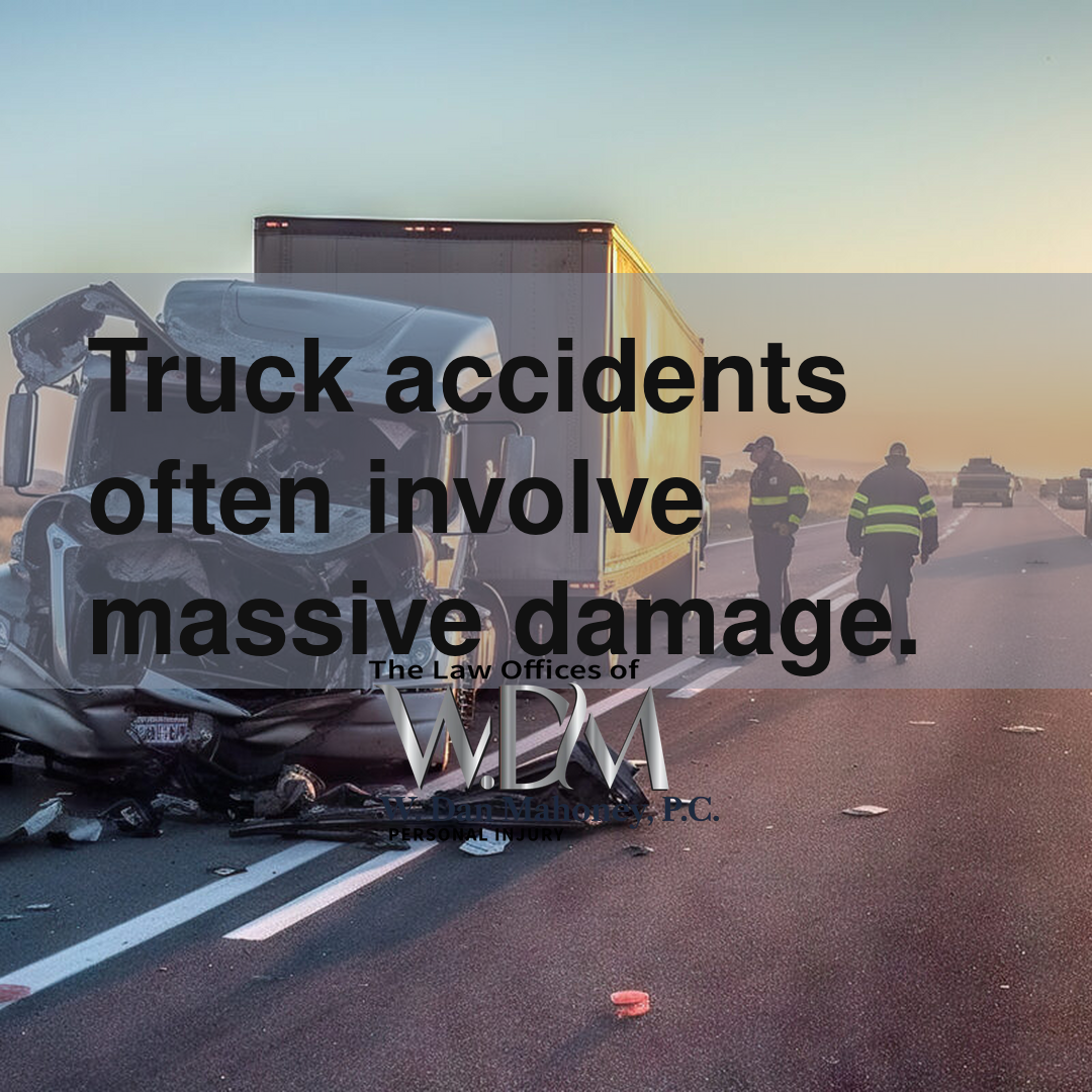Truck accidents often involve massive damage.