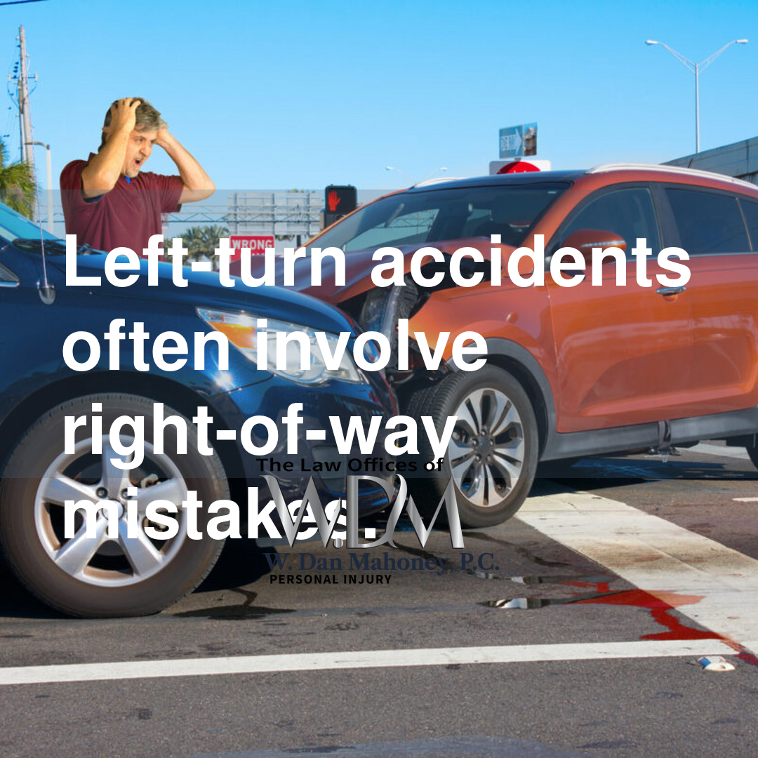 Left-turn accidents often involve right-of-way mistakes.