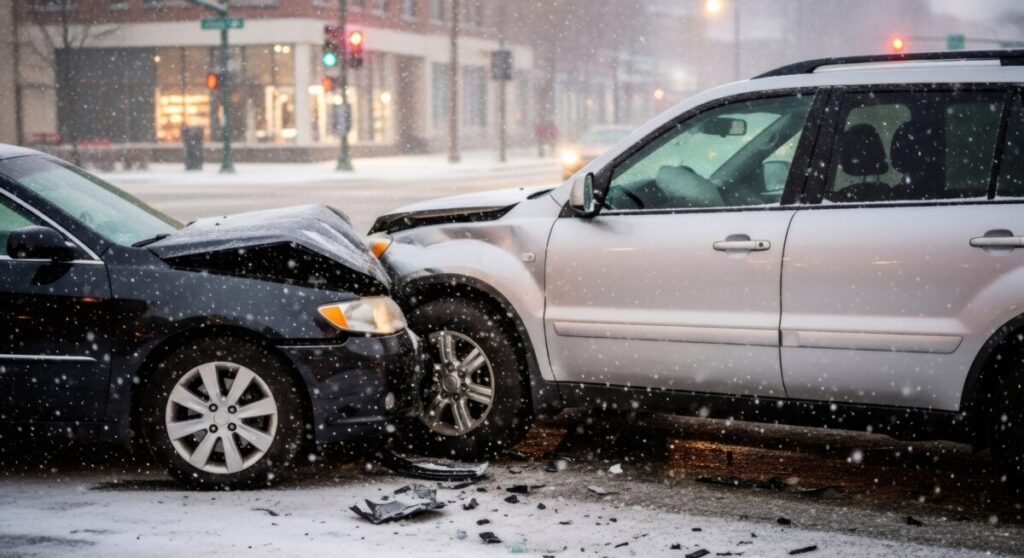 Icy roads dramatically increase crash risk.